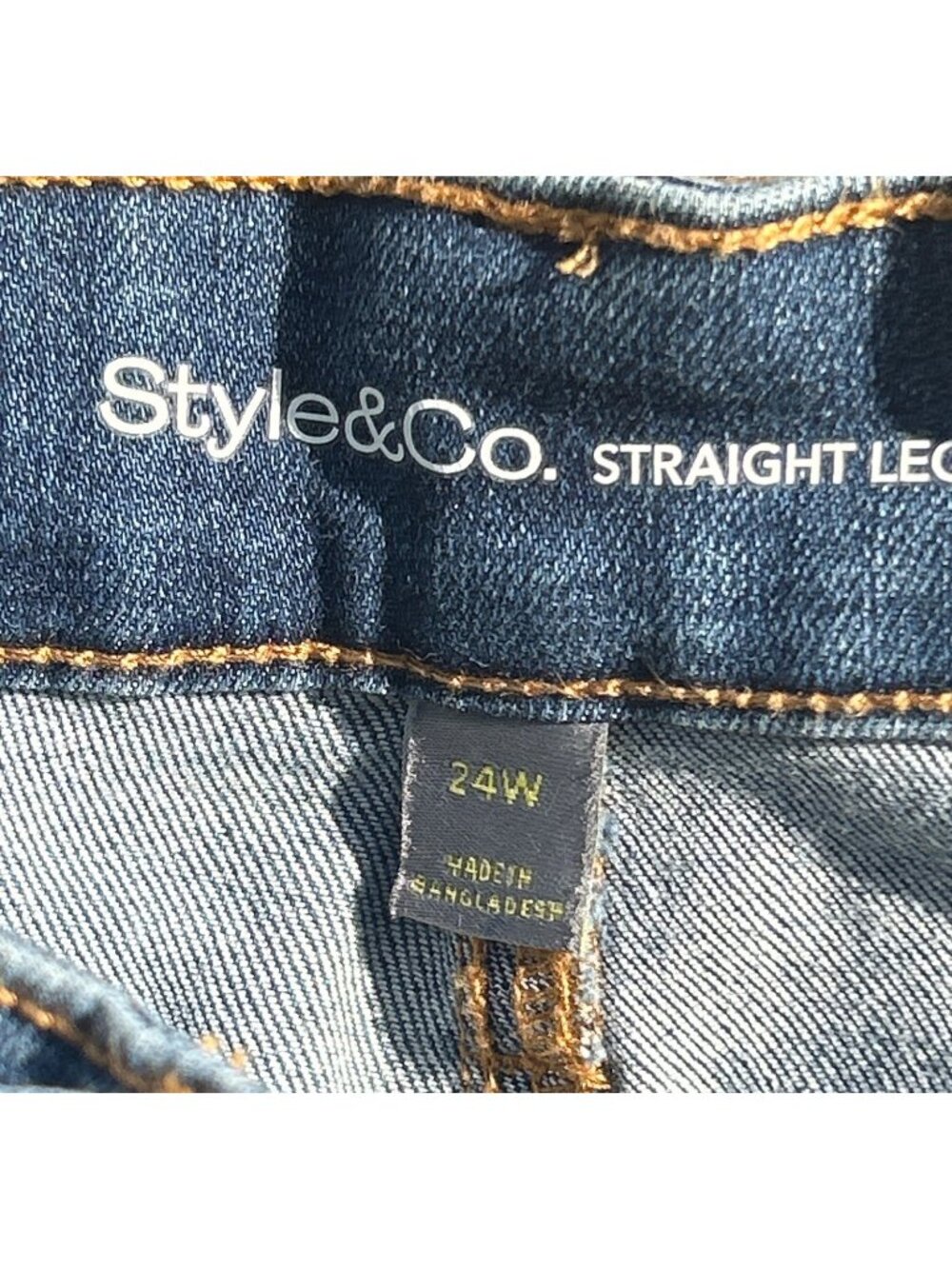 Style & Co Plus Size 24W High Rise Straight Leg Jeans With Slimming Pocket Blue - Picture 7 of 8